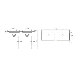  Sanovit Luxury 120 cm Konsollu Lavabo Çift Bölme Beyaz