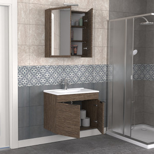  Biani Fix Loft 75 cm Banyo Dolabı Renk Aybe Kahve