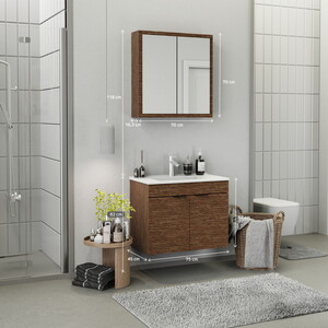  Biani Fix Loft 75 cm Banyo Dolabı Renk Aybe Kahve