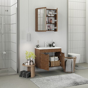  Biani Fix Loft 75 cm Banyo Dolabı Renk Aybe Kahve