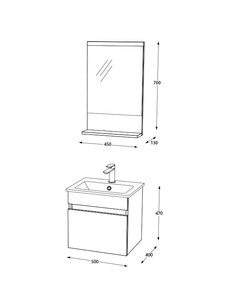  Biani Tome 50 cm Banyo Dolabı Renk Mat Beyaz