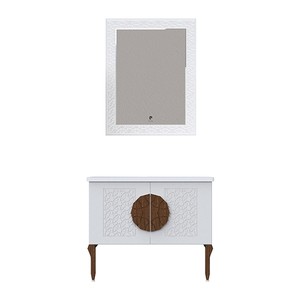  Pierre Cardin Daisy 100 cm Banyo Dolabı Parlak Beyaz Ahşap Kulplu