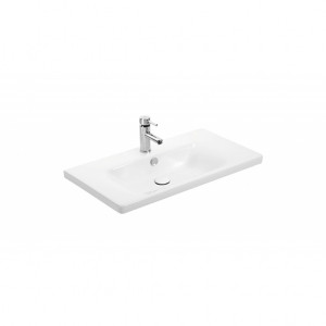 Sanovit Soft 80 cm Konsollu Oval Köşeli Lavabo Beyaz Renk