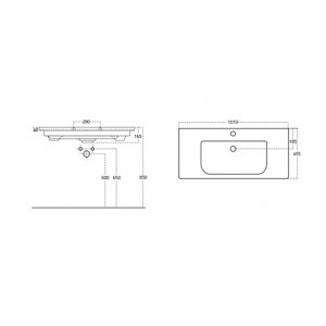  Sanovit Soft 100 cm Konsollu Oval Köşeli Lavabo Beyaz