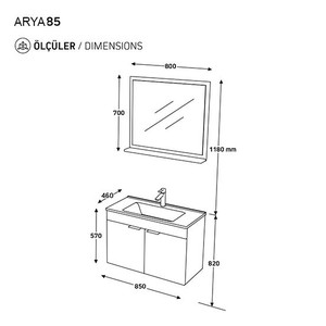 Biani Fix Arya 85 cm Latte Banyo Dolabı