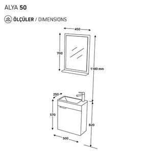  Biani Fix Arya 50 cm Latte Banyo Dolabı