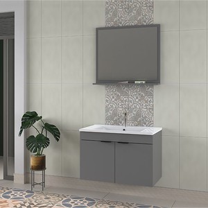 Biani Fix Arya 85 cm Mat Gri Banyo Dolabı