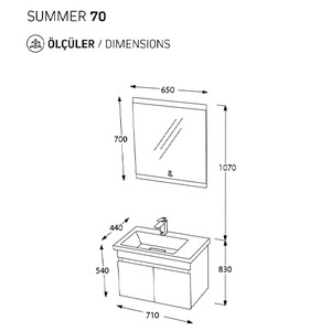  Pierre Cardin Summer 70 cm Poplar Banyo Dolabı 