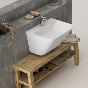  Lucco Moena 55 cm Yarım Monoblok Lavabo Beyaz