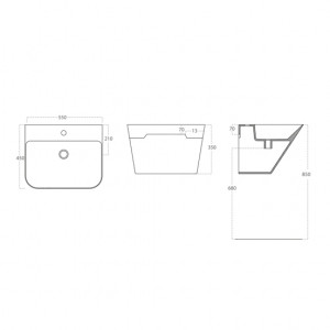  Lucco Moena 55 cm Yarım Monoblok Lavabo Beyaz