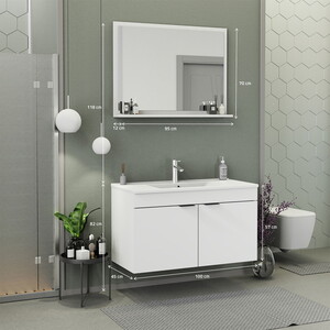  Biani Fix Arya 100 cm Banyo Dolabı Renk Mat Beyaz