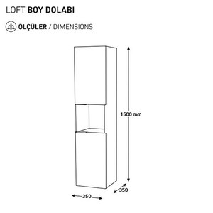  Biani Fix Arya ve Loft Uyumlu Mat Gri Boy Dolabı