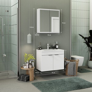  Biani Fix Loft 75 cm Banyo Dolabı Renk Mat Beyaz