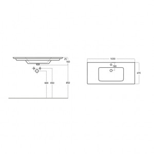  Sanovit Sharp 105 cm Konsollu Süper İnce Lavabo Beyaz Renk