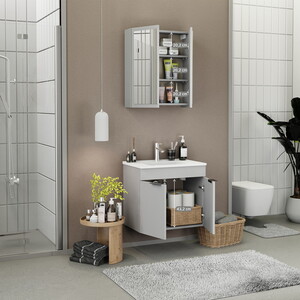  Biani Fix Loft 65 cm Mat Gri Banyo Dolabı
