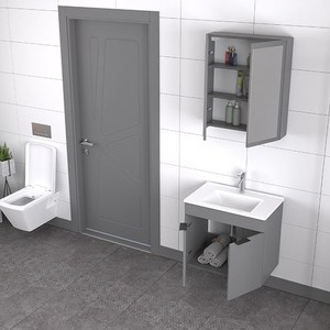  Biani Fix Loft 65 cm Mat Gri Banyo Dolabı