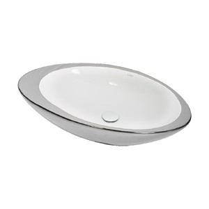  Lucco Gocce 74 cm Elips Lavabo İçi Beyaz Dışı Gümüş Renk