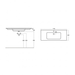  Sanovit Sharp 120 cm Konsollu Süper İnce Lavabo Beyaz Renk