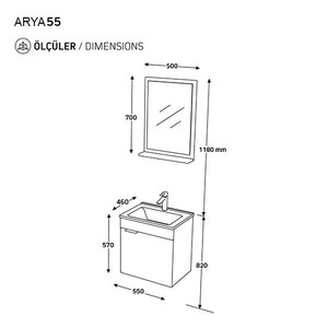  Biani Fix Arya 55 cm Latte Banyo Dolabı