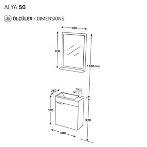  Biani Fix Arya 50 cm Banyo Dolabı Renk Aybe Bej