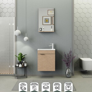 Biani Fix Arya 50 cm Banyo Dolabı Renk Aybe Bej