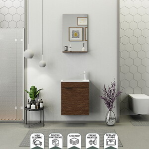 Biani Fix Arya 50 cm Banyo Dolabı Renk Aybe Kahve