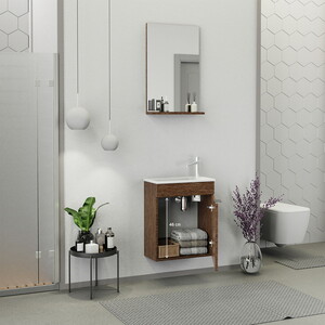  Biani Fix Arya 50 cm Banyo Dolabı Renk Aybe Kahve