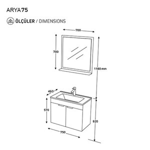 Biani Fix Arya 75 cm Latte Banyo Dolabı