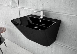 Lucco Moena 55 cm Yarım Monoblok Lavabo Siyah