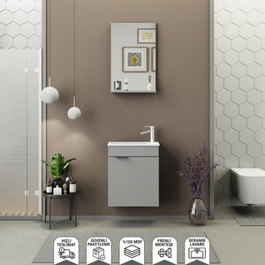 Biani Fix Arya 50 cm Mat Gri Banyo Dolabı