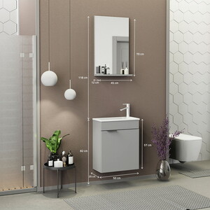  Biani Fix Arya 50 cm Mat Gri Banyo Dolabı