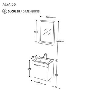  Biani Fix Arya 55 cm Banyo Dolabı Renk Aybe Bej