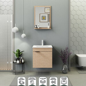 Biani Fix Arya 55 cm Banyo Dolabı Renk Aybe Bej