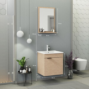  Biani Fix Arya 55 cm Banyo Dolabı Renk Aybe Bej