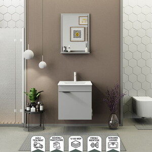 Biani Fix Arya 55 cm Mat Gri Banyo Dolabı