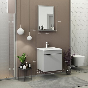  Biani Fix Arya 55 cm Mat Gri Banyo Dolabı