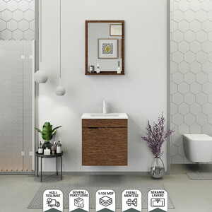 Biani Fix Arya 55 cm Banyo Dolabı Renk Aybe Kahve