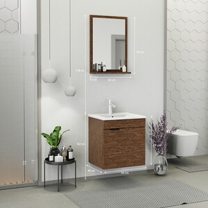  Biani Fix Arya 55 cm Banyo Dolabı Renk Aybe Kahve