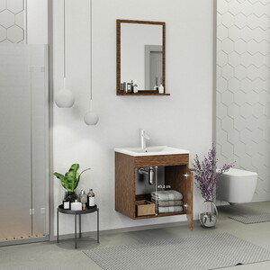  Biani Fix Arya 55 cm Banyo Dolabı Renk Aybe Kahve