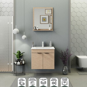 Biani Fix Arya 65 cm Banyo Dolabı Renk Aybe Bej