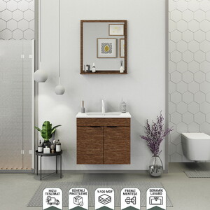 Biani Fix Arya 65 cm Banyo Dolabı Renk Aybe Kahve