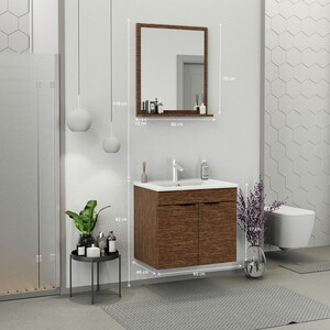  Biani Fix Arya 65 cm Banyo Dolabı Renk Aybe Kahve