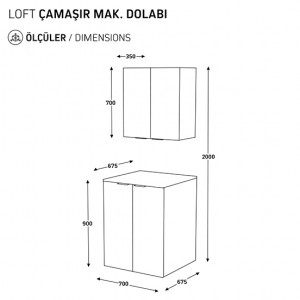  Biani Fix Arya ve Loft Uyumlu Çamaşır Makinesi Dolabı Renk Aybe Bej