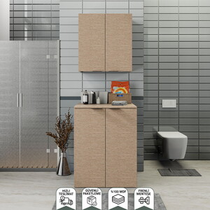 Biani Fix Arya ve Loft Uyumlu Çamaşır Makinesi Dolabı Renk Aybe Bej
