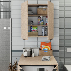  Biani Fix Arya ve Loft Uyumlu Çamaşır Makinesi Dolabı Renk Aybe Bej
