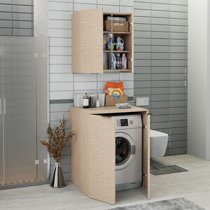  Biani Fix Arya ve Loft Uyumlu Çamaşır Makinesi Dolabı Renk Aybe Bej