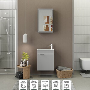 Biani Fix Loft 50 cm Mat Gri Banyo Dolabı