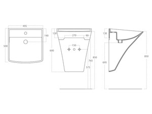  Lucco Loop 50 cm Asma Monoblok Lavabo Kırmızı