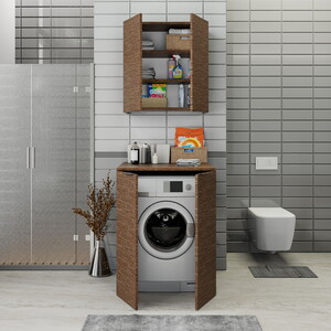  Biani Fix Arya ve Loft Uyumlu Çamaşır Makinesi Dolabı Renk Aybe Kahve