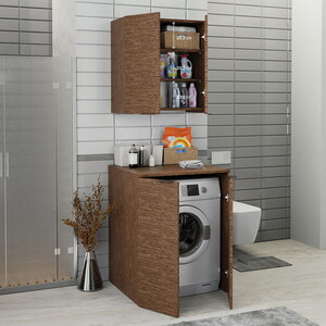  Biani Fix Arya ve Loft Uyumlu Çamaşır Makinesi Dolabı Renk Aybe Kahve